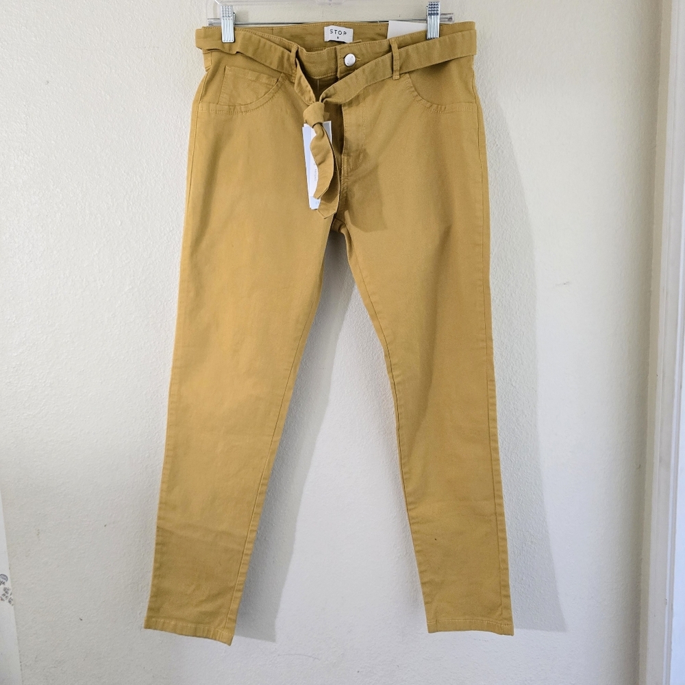 New Stop belted mustard color jeans 9